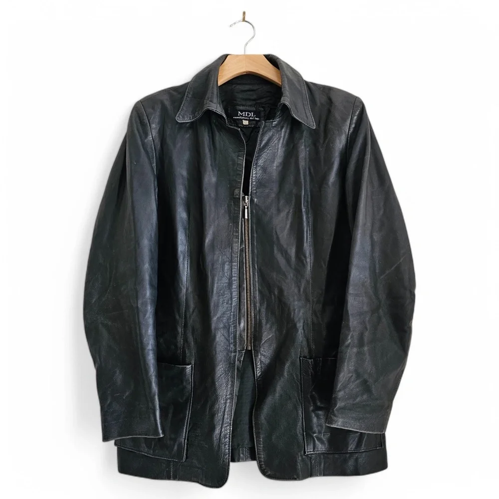 MDL Vintage Italian Leather Jacket – Women’s Size 42 (Fits Like Medium) – Black - Picture 5 of 9